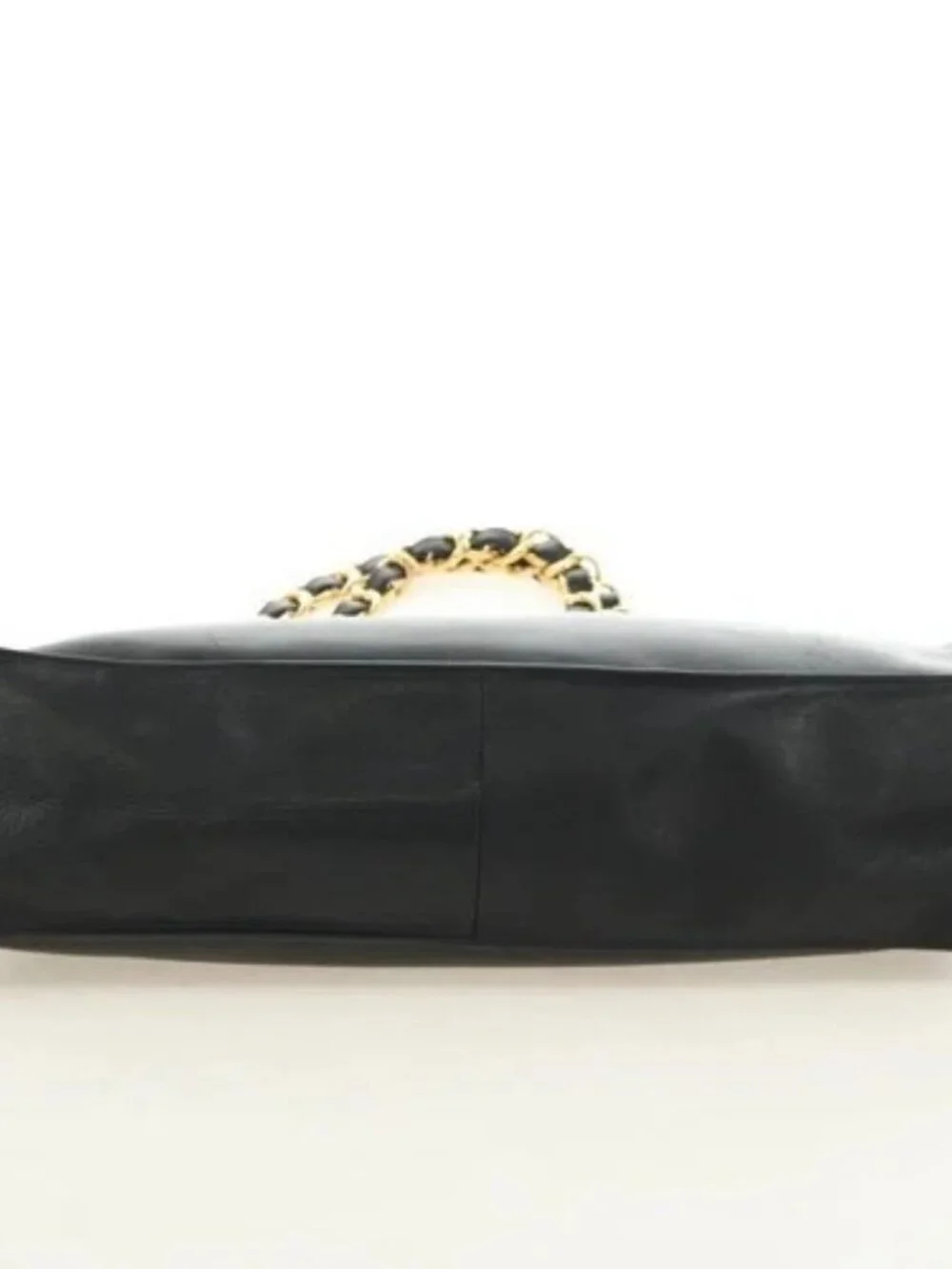 CHANEL Chain Tote Bag Leather Black Gold CC Auth 180487SAV